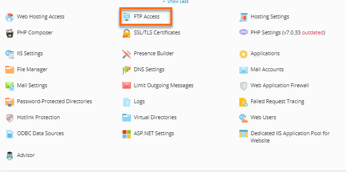 plesk18 websites and domains ftp